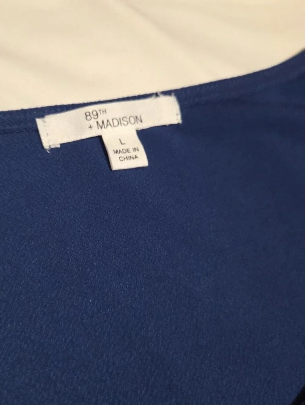89th madison women's large blue ruffle blouse #30